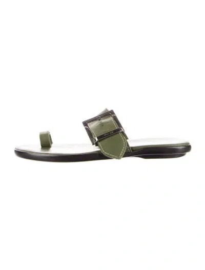 Pre-owned Hogan Leather Slides In Green