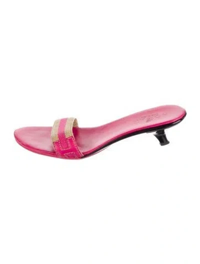 Pre-owned Hogan Leather Slides In Pink