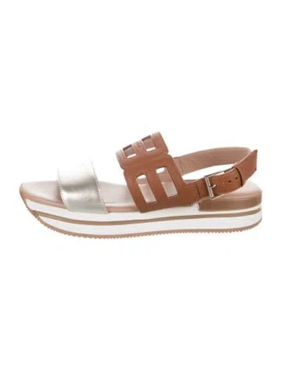 Pre-owned Hogan Leather Slingback Sandals In Brown