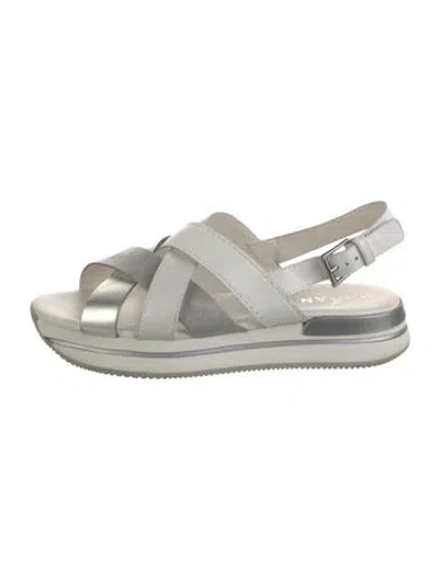 Pre-owned Hogan Leather Slingback Sandals In White
