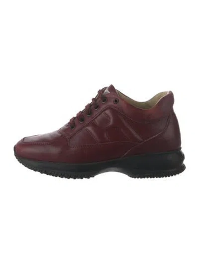 Pre-owned Hogan Leather Sneakers In Burgundy