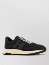 Hogan Leather Sneakers Contrasting Sole Round Toe In Black