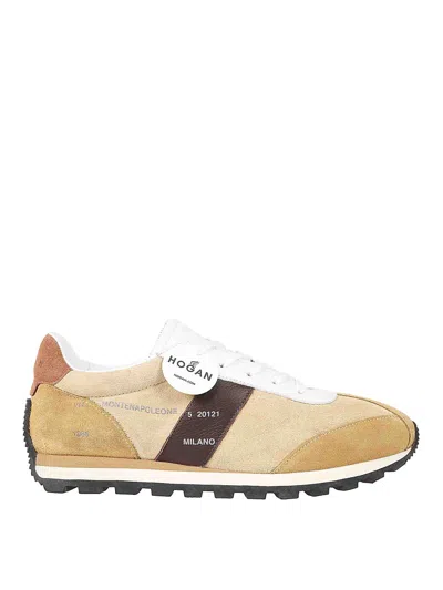 Hogan Leather Sneakers In Beige