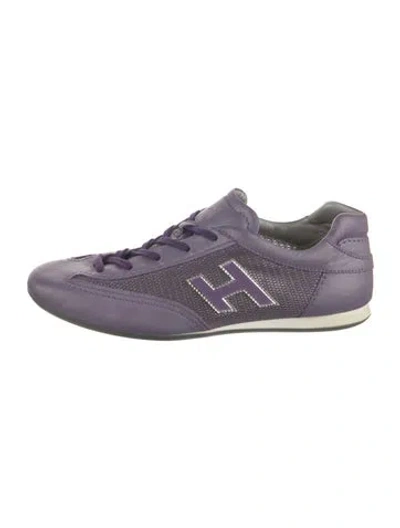 Pre-owned Hogan Leather Sneakers In Metallic/purple