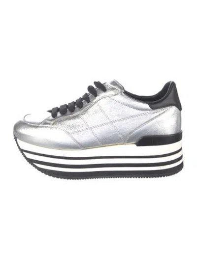 Pre-owned Hogan Leather Sneakers In Metallic/silver