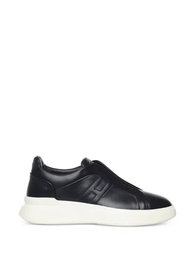 Hogan H580 Round Toe Slip-on Sneakers In Black
