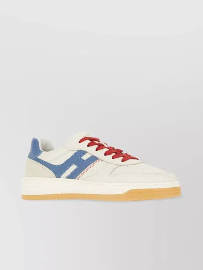 Hogan Leather Sneakers Panels Contrasting In Neutral