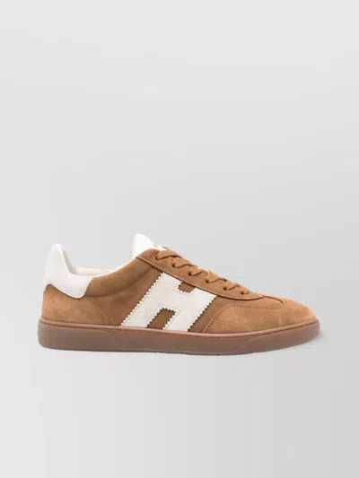 Hogan Leather Sneakers Stylish Round Toe In Brown