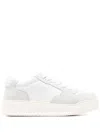 Hogan Perforated Toe Rubber Sole Suede Panels Sneakers In White