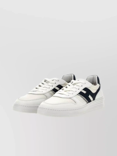 HOGAN LEATHER SNEAKERS WITH COLOR BLOCK DESIGN