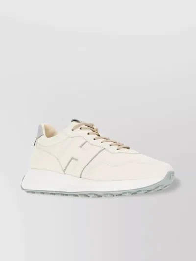 Hogan Leather Sneakers With Contrast Heel Tab In Neutral