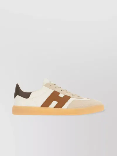 Hogan Leather Sneakers With Contrast Panels And Rubber Sole In White