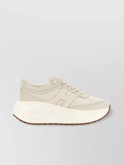 Hogan Leather Sneakers With Contrast Platform Sole