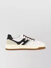 Hogan Leather Sneakers With Contrast Sole And Stitching In Neutral