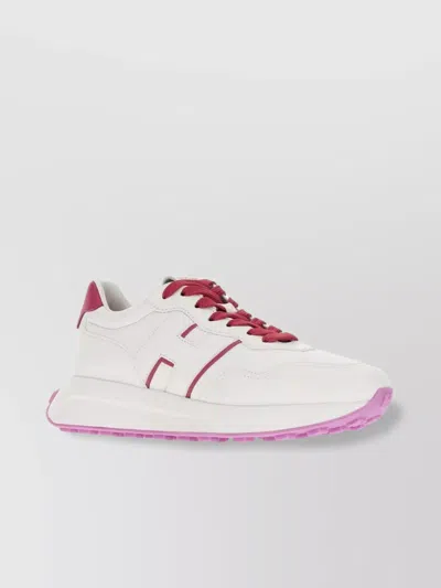 Hogan Leather Sneakers With Contrasting Heel And Sole In White