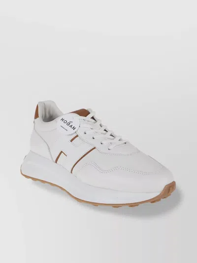 Hogan Leather Sneakers With Contrasting Profiles And Studs In White