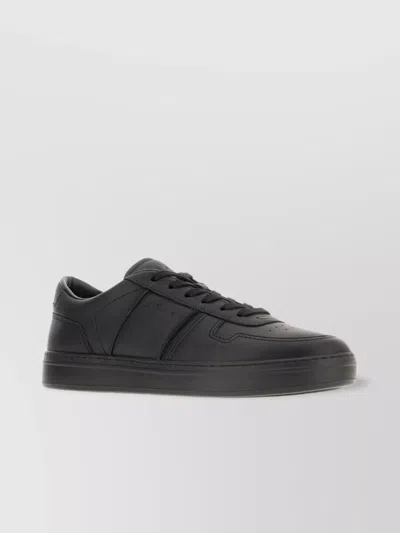 Hogan Leather Sneakers With Flat Sole And Perforated Toe Cap In Black