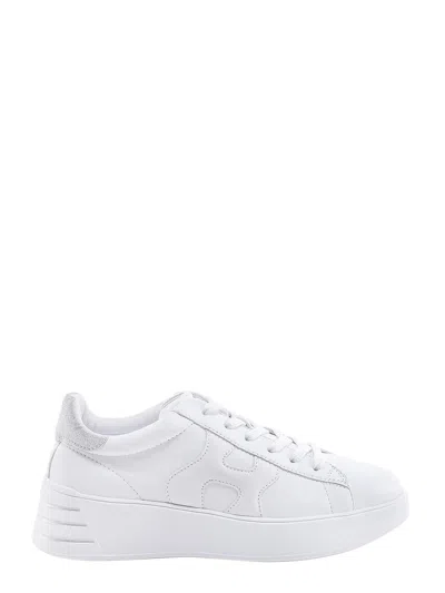 Hogan Leather Sneakers With Glittered Patch In White