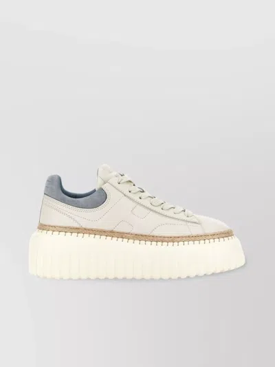 Hogan Leather Sneakers With H-stripes And Chunky Sole In White