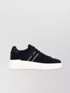 Hogan Black Leather Sneakers With Logo-embellished Side Panels In Black