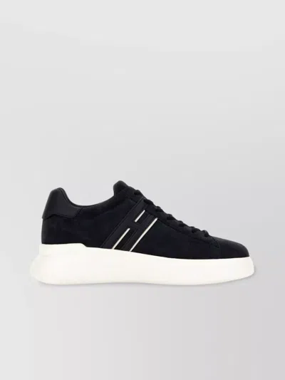 Hogan Leather Sneakers With Logo Side Panels In Blue