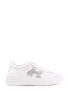 Hogan Leather Sneakers With Rhinestone Logo On The Side In White