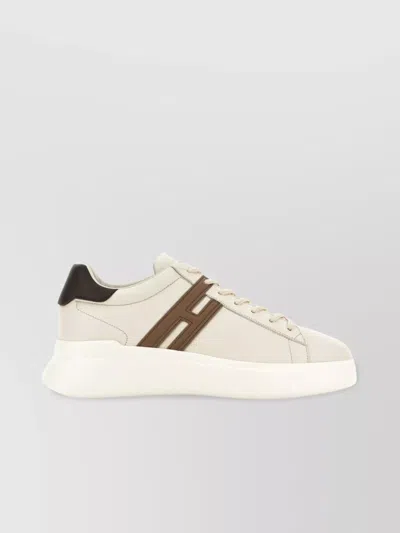 Hogan Leather Sneakers With Round Toe And Rubber Sole In White