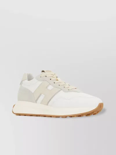 Hogan Leather Sneakers With Rubber Sole And Suede Accents In Pattern
