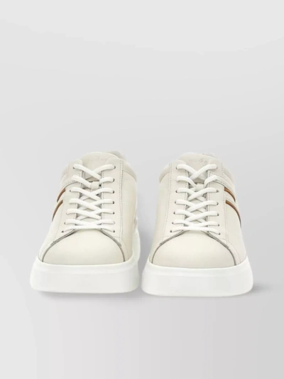 Hogan Leather Sneakers With Rubber Sole And Suede H In White