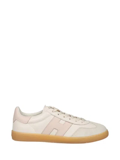 Hogan Leather Sneakers With Suede Accents In Neutral