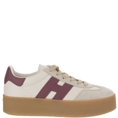 Hogan Leather Sneakers With Suede Inserts And Contrast Heel Tab In Multi
