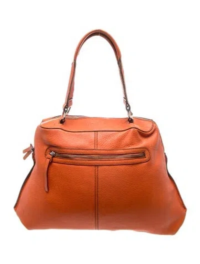 Pre-owned Hogan Leather Top Handle Bag In Orange