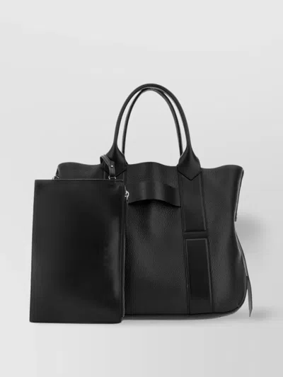 Hogan Leather Tote Bag With Adjustable Strap In Metallic