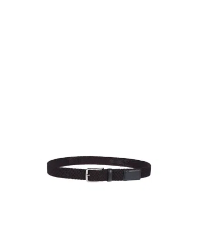 Hogan Leather-trim Interwoven Belt In Black