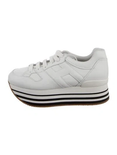 Pre-owned Hogan Leather Wedge Sneakers In White