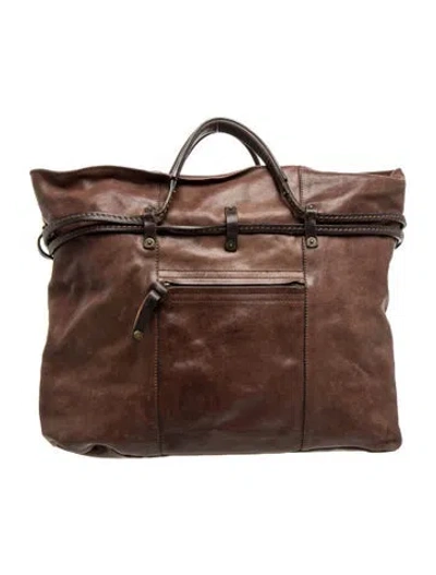 Pre-owned Hogan Leather Weekender Bag In Brown