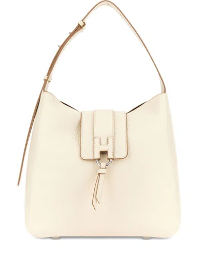Hogan Trend Leather Hobo Bag In Neutral