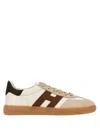 Hogan Cool White Leather Sneakers In Brown