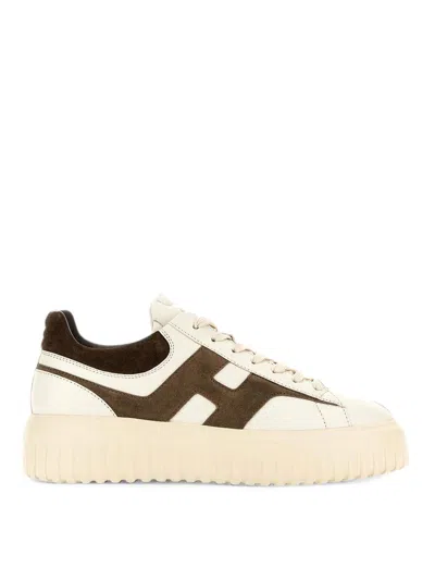 Hogan Light Beige Sneakers With Brown Suede Details In Neutral
