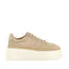 Hogan Light Biscuit H710 H-stripes Basket Sneakers In Neutral