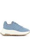Hogan Light Blue Denim Sneakers With Logo-embroidered Tongue