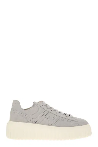 Hogan H Stripes Suede Trainers With Perforated Side H In Blue