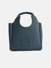 Hogan Light Blue Leather Shopping Bag In Light Blue