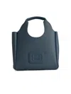 Hogan Small Leather Tote Bag With Structured Shape In Blue