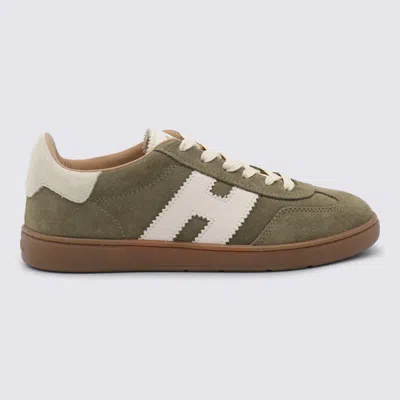 Hogan Light Green Leather Sneakers In Brown