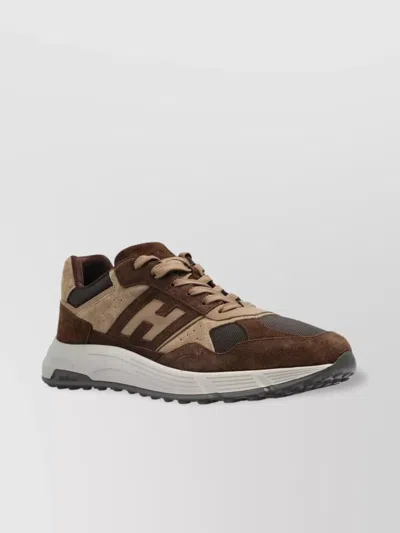 Hogan Lightweight Mesh And Suede Sneakers In Brown