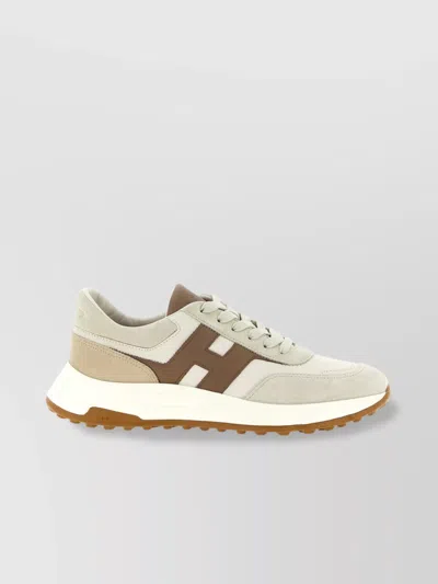 Hogan Lightweight Sneakers With Cushioned Collar And Suede Panels In Neutral