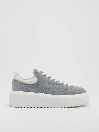 Hogan Ligth Blue H-stripe Sneakers In Denim Chiaro