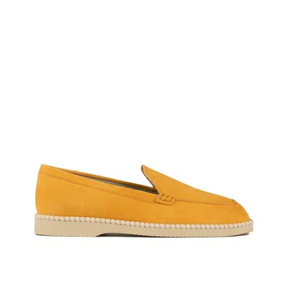 Hogan Logo-debossed Suede Loafers In Yellow
