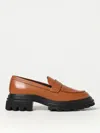 Hogan Round Toe Brown Leather Moccasin With Soft Insole And Eva Sole In Brown
